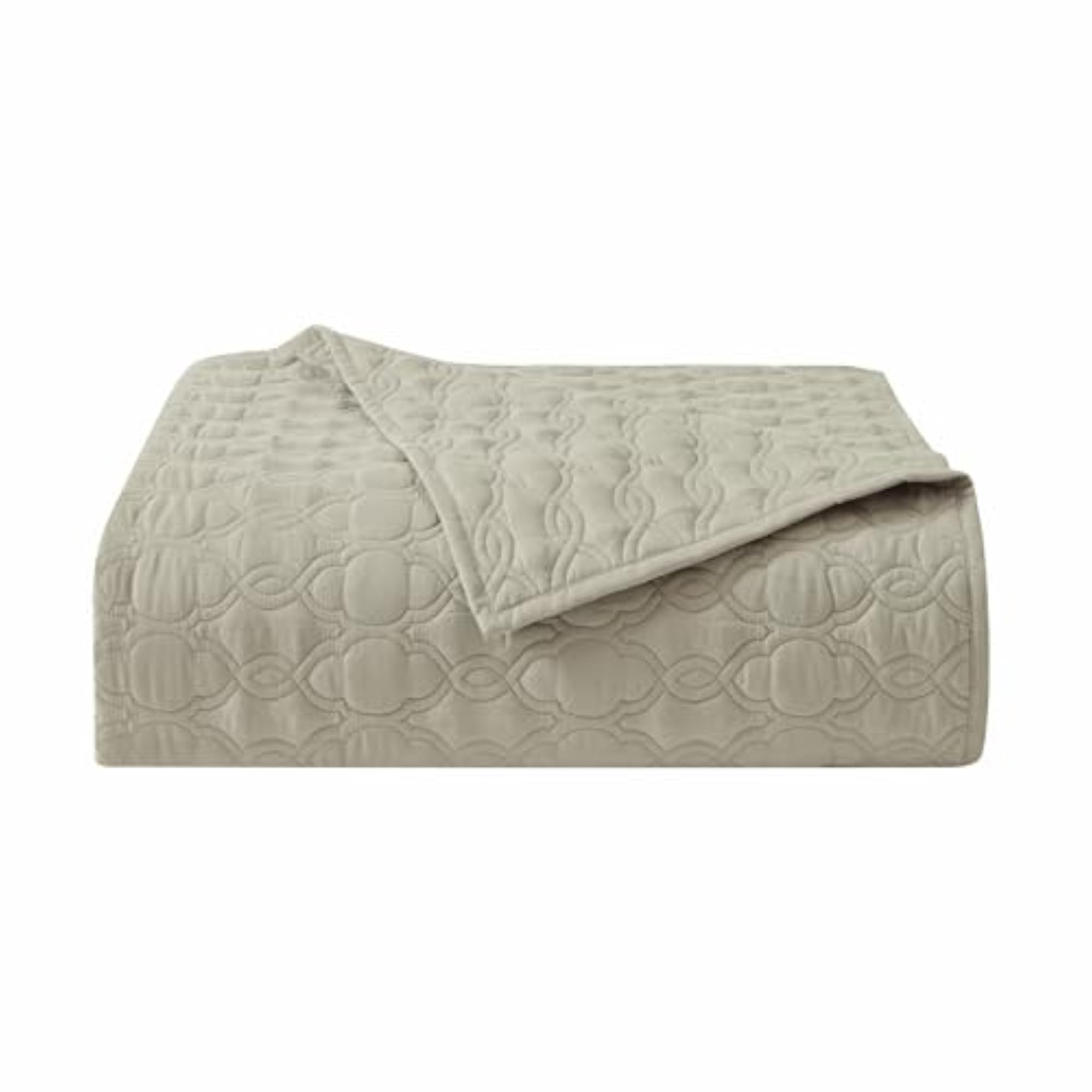 3pc Queen Size Embroidery Quilt Set, Beige